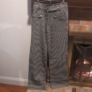 Larry Levine Black and White Striped Pants